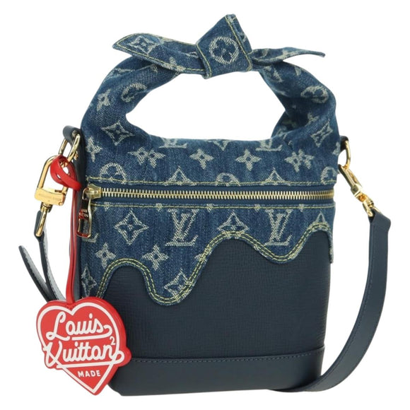LOUIS VUITTON Monogram Denim Drip Japanese Cruiser Bag Blue M45970 Auth 177977SM