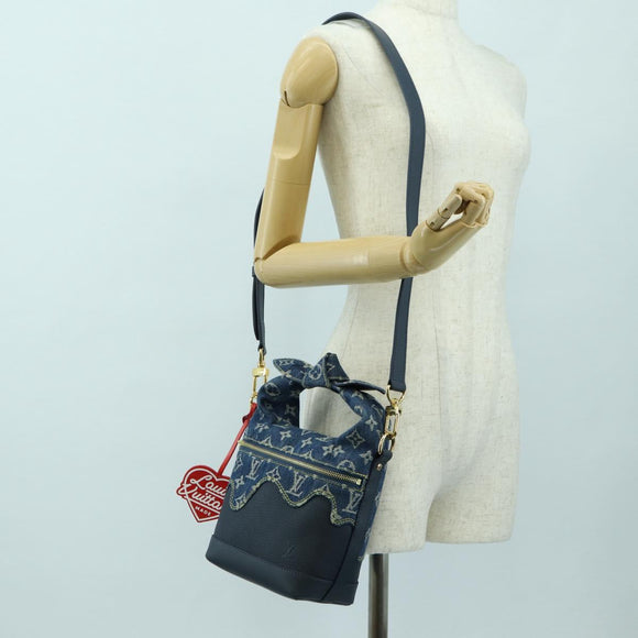 LOUIS VUITTON Monogram Denim Drip Japanese Cruiser Bag Blue M45970 Auth 177977SM