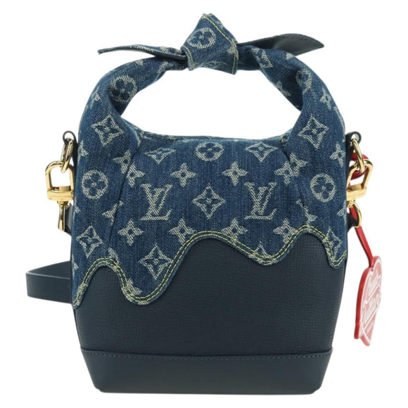 LOUIS VUITTON Monogram Denim Drip Japanese Cruiser Bag Blue M45970 Auth 177977SM