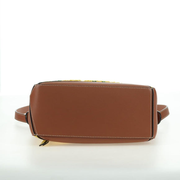 LOEWE Puzzle Bag Small Hammock Hand Bag Leather Brown Gold Auth 177978SM