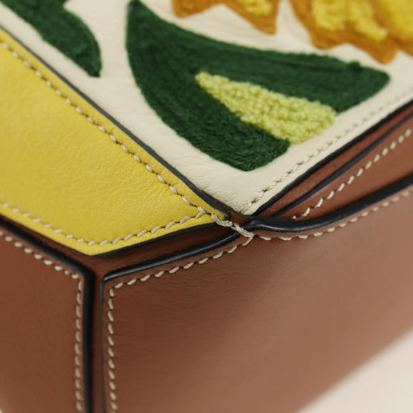 LOEWE Puzzle Bag Small Hammock Hand Bag Leather Brown Gold Auth 177978SM
