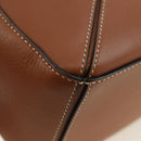 LOEWE Puzzle Bag Small Hammock Hand Bag Leather Brown Gold Auth 177978SM-18