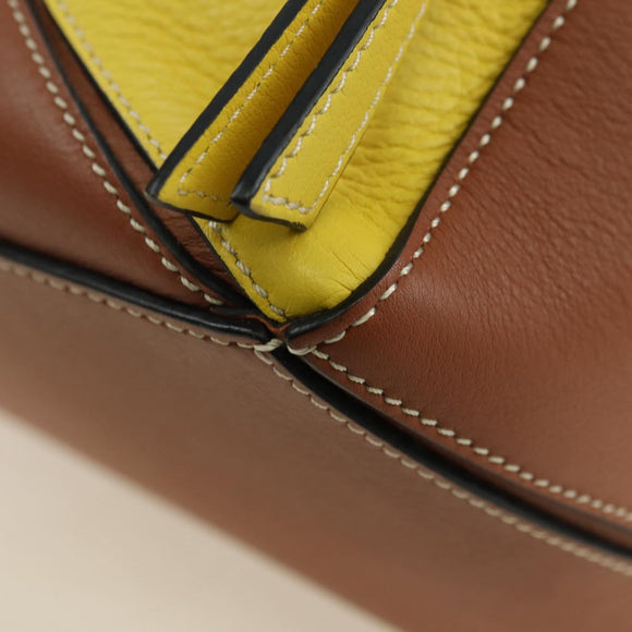 LOEWE Puzzle Bag Small Hammock Hand Bag Leather Brown Gold Auth 177978SM