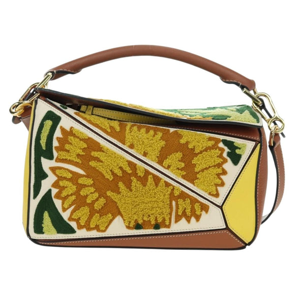 LOEWE Puzzle Bag Small Hammock Hand Bag Leather Brown Gold Auth 177978SM