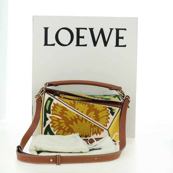 LOEWE Puzzle Bag Small Hammock Hand Bag Leather Brown Gold Auth 177978SM