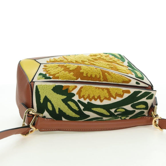 LOEWE Puzzle Bag Small Hammock Hand Bag Leather Brown Gold Auth 177978SM