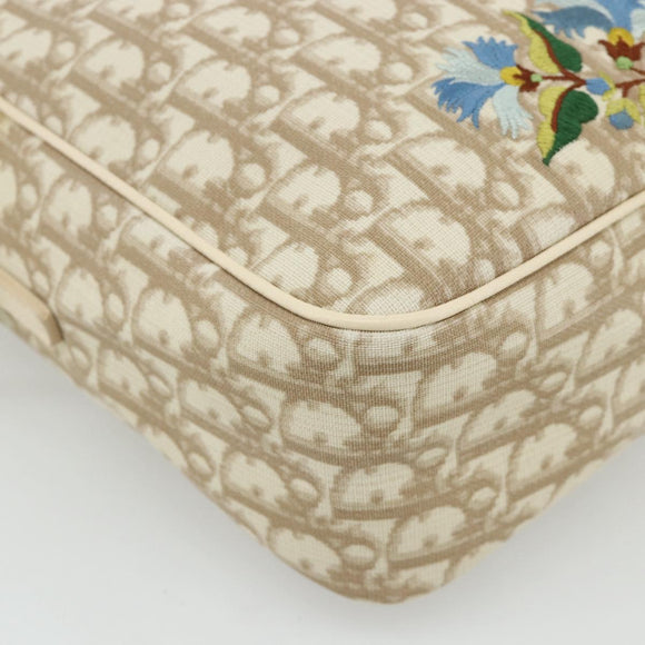 Christian Dior Trotter Canvas Shoulder Bag PVC Beige Silver Auth 177979A
