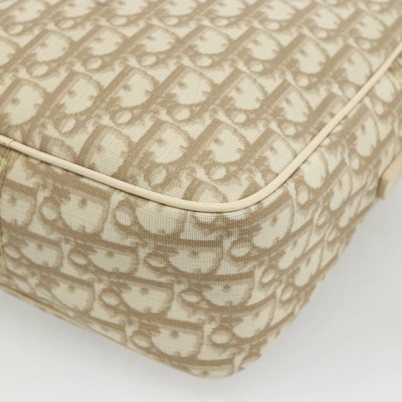 Christian Dior Trotter Canvas Shoulder Bag PVC Beige Silver Auth 177979A