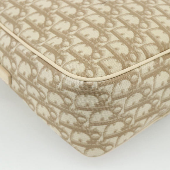 Christian Dior Trotter Canvas Shoulder Bag PVC Beige Silver Auth 177979A