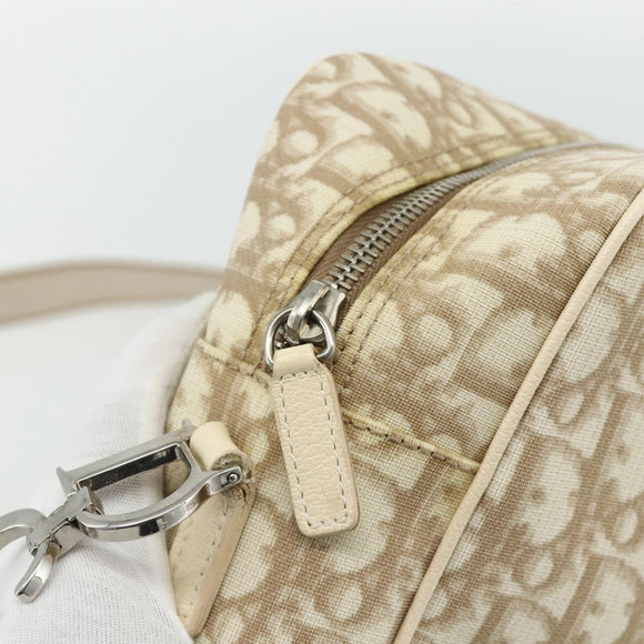 Christian Dior Trotter Canvas Shoulder Bag PVC Beige Silver Auth 177979A