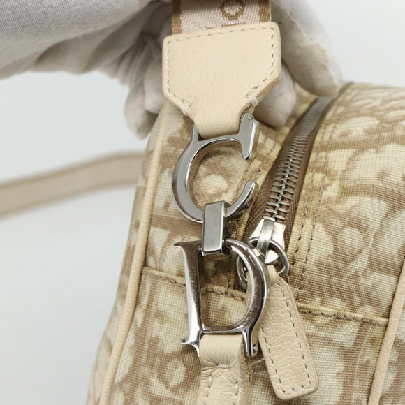 Christian Dior Trotter Canvas Shoulder Bag PVC Beige Silver Auth 177979A