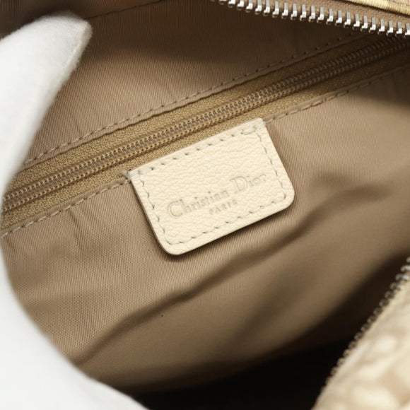 Christian Dior Trotter Canvas Shoulder Bag PVC Beige Silver Auth 177979A