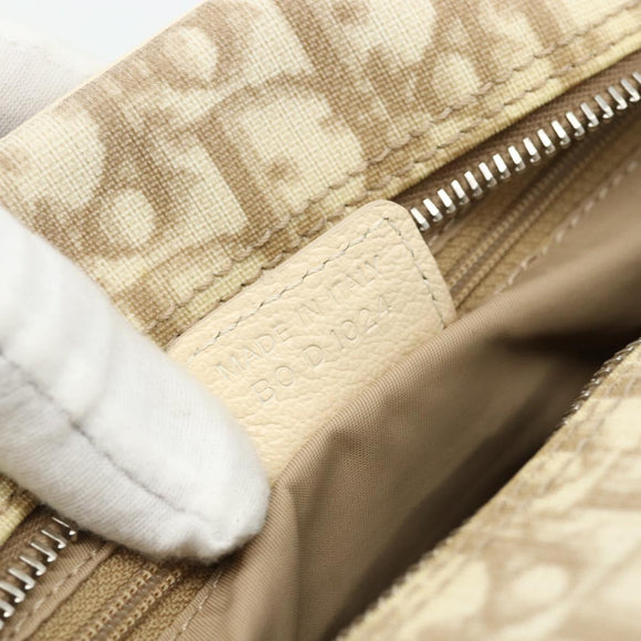 Christian Dior Trotter Canvas Shoulder Bag PVC Beige Silver Auth 177979A