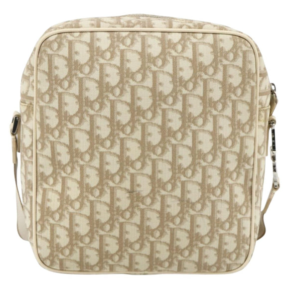 Christian Dior Trotter Canvas Shoulder Bag PVC Beige Silver Auth 177979A