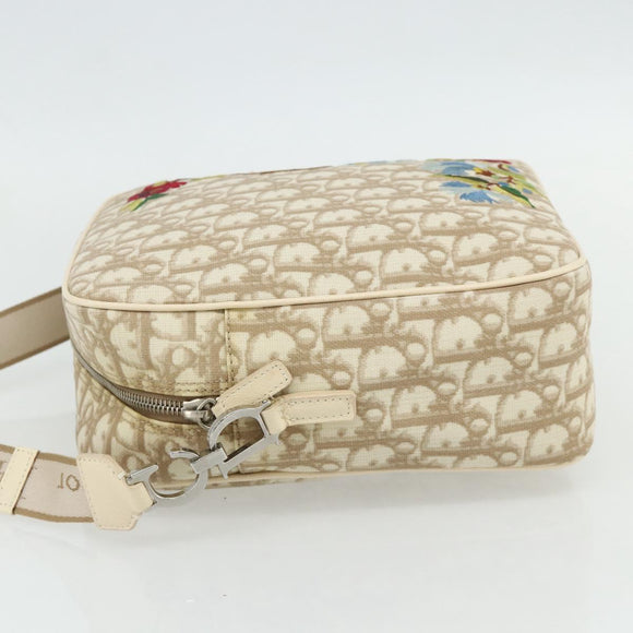 Christian Dior Trotter Canvas Shoulder Bag PVC Beige Silver Auth 177979A