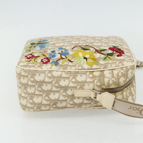 Christian Dior Trotter Canvas Shoulder Bag PVC Beige Silver Auth 177979A