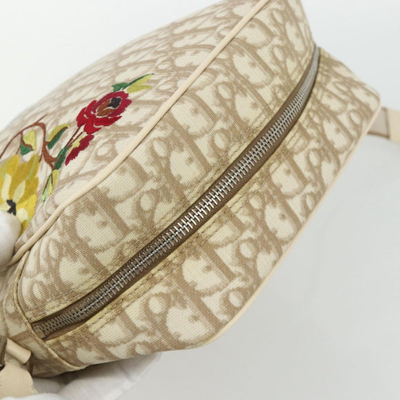 Christian Dior Trotter Canvas Shoulder Bag PVC Beige Silver Auth 177979A