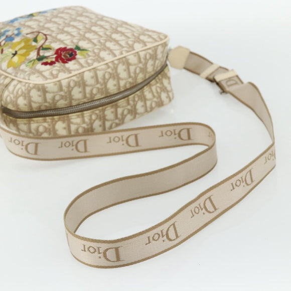 Christian Dior Trotter Canvas Shoulder Bag PVC Beige Silver Auth 177979A
