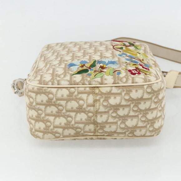 Christian Dior Trotter Canvas Shoulder Bag PVC Beige Silver Auth 177979A