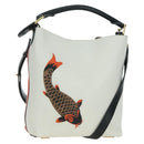 LOEWE Shoulder Bag Leather 2way White Gold Auth 177982SM-1