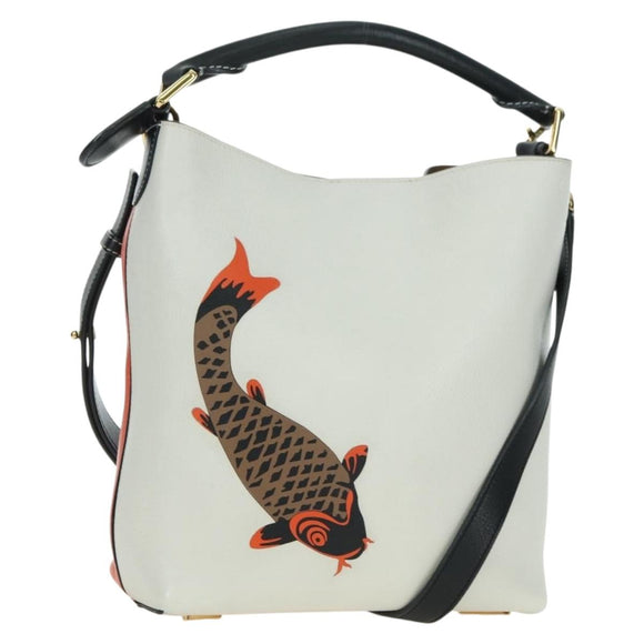 LOEWE Shoulder Bag Leather 2way White Gold Auth 177982SM