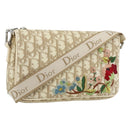 Christian Dior Trotter Canvas Shoulder Bag PVC Beige Silver Auth 177983A-1