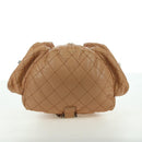 CHANEL Matelasse Chain Backpack Lamb Skin Beige Silver CC Auth 177984SAV-11