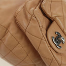 CHANEL Matelasse Chain Backpack Lamb Skin Beige Silver CC Auth 177984SAV-13