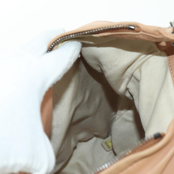 CHANEL Matelasse Chain Backpack Lamb Skin Beige Silver CC Auth 177984SAV
