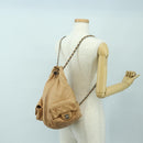 CHANEL Matelasse Chain Backpack Lamb Skin Beige Silver CC Auth 177984SAV-29