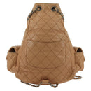 CHANEL Matelasse Chain Backpack Lamb Skin Beige Silver CC Auth 177984SAV-3