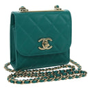 CHANEL Matelasse Chain Mini Trendy CC Bag Lamb Skin Green Gold CC Auth 177985SAV-1