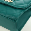 CHANEL Matelasse Chain Mini Trendy CC Bag Lamb Skin Green Gold CC Auth 177985SAV-11