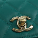 CHANEL Matelasse Chain Mini Trendy CC Bag Lamb Skin Green Gold CC Auth 177985SAV-14