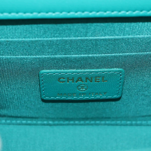 CHANEL Matelasse Chain Mini Trendy CC Bag Lamb Skin Green Gold CC Auth 177985SAV