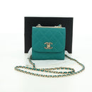 CHANEL Matelasse Chain Mini Trendy CC Bag Lamb Skin Green Gold CC Auth 177985SAV-26
