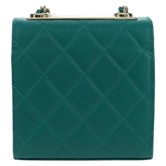 CHANEL Matelasse Chain Mini Trendy CC Bag Lamb Skin Green Gold CC Auth 177985SAV