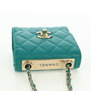 CHANEL Matelasse Chain Mini Trendy CC Bag Lamb Skin Green Gold CC Auth 177985SAV-6