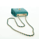 CHANEL Matelasse Chain Mini Trendy CC Bag Lamb Skin Green Gold CC Auth 177985SAV-7