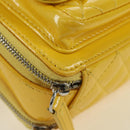 CHANEL Matelasse Chain Shoulder Bag Patent leather Yellow Silver CC Auth 177988V-15