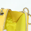 CHANEL Matelasse Chain Shoulder Bag Patent leather Yellow Silver CC Auth 177988V-23