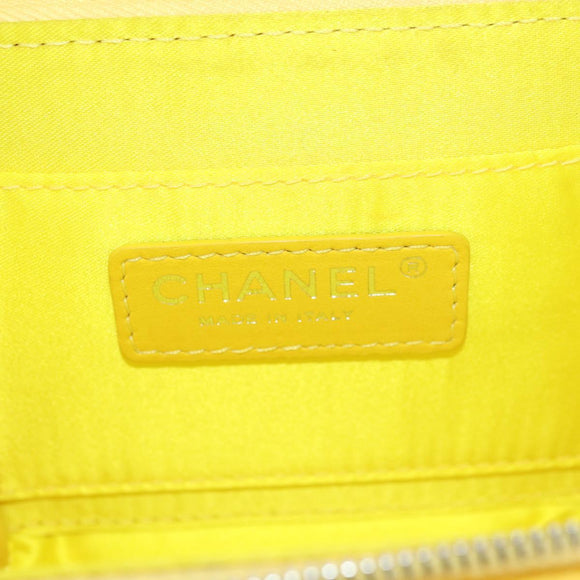 CHANEL Matelasse Chain Shoulder Bag Patent leather Yellow Silver CC Auth 177988V
