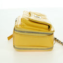 CHANEL Matelasse Chain Shoulder Bag Patent leather Yellow Silver CC Auth 177988V-4