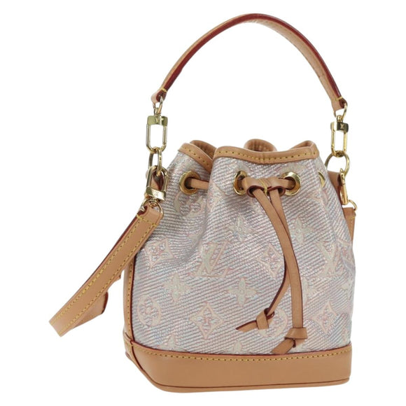 LOUIS VUITTON monogram laminated Jacquard Nano Noe Bag Pink M82427 Auth 177989SM