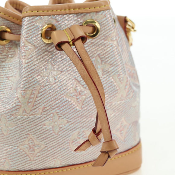 LOUIS VUITTON monogram laminated Jacquard Nano Noe Bag Pink M82427 Auth 177989SM