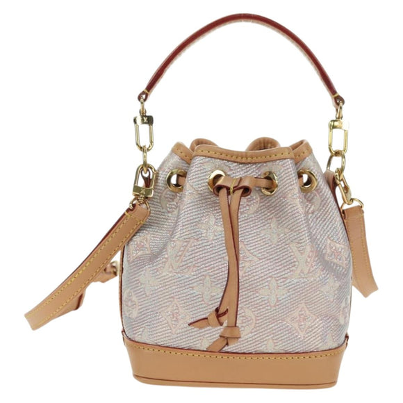 LOUIS VUITTON monogram laminated Jacquard Nano Noe Bag Pink M82427 Auth 177989SM