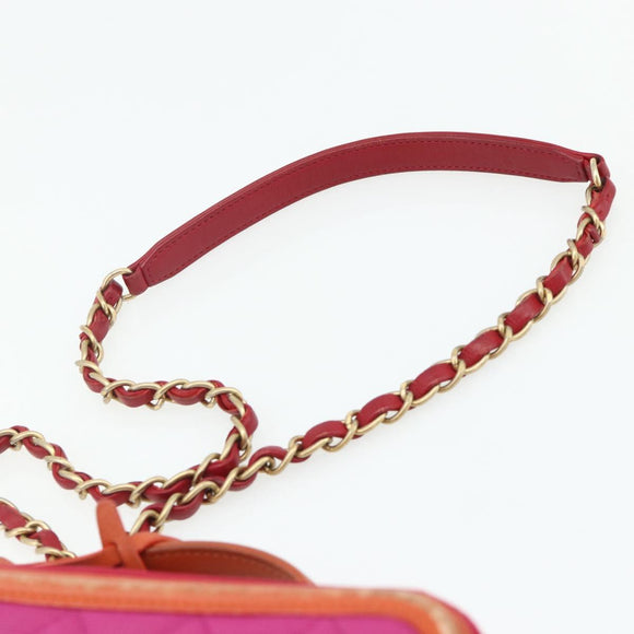 CHANEL CC Filigree Chain Vanity Shoulder Bag Cotton Pink Gold CC Auth 177990