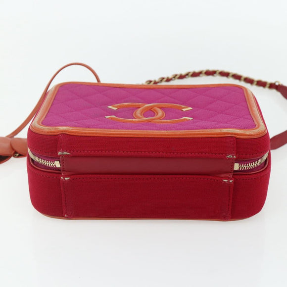CHANEL CC Filigree Chain Vanity Shoulder Bag Cotton Pink Gold CC Auth 177990