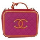 CHANEL CC Filigree Chain Vanity Shoulder Bag Cotton Pink Gold CC Auth 177990-13