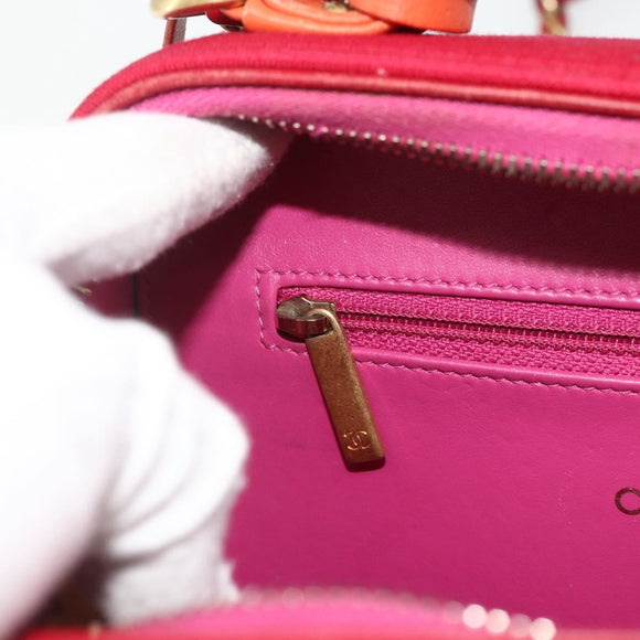 CHANEL CC Filigree Chain Vanity Shoulder Bag Cotton Pink Gold CC Auth 177990